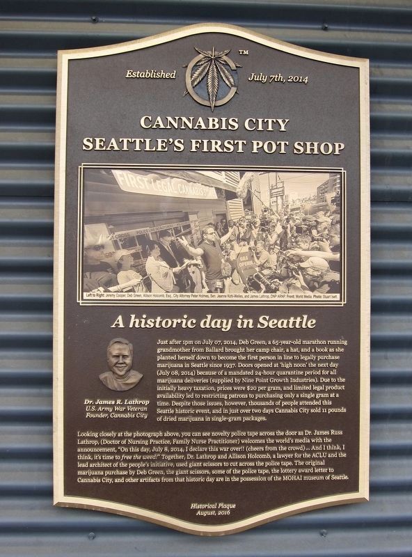 Cannabis City - Seattle's First Pot Shop Marker image. Click for full size.