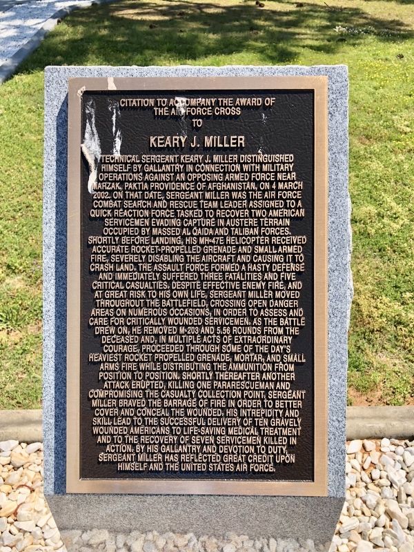 Award of Air Force Cross to Keary J.Miller Marker. Click for full size. Award of Air Force Cross to Keary J.Miller Marker image. Click for full size.