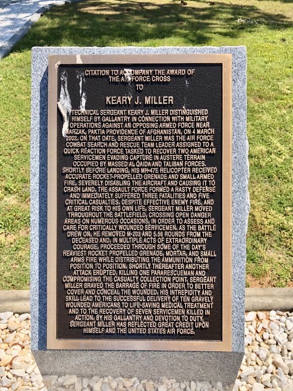 Award of Air Force Cross to Keary J.Miller Marker image. Click for full size.