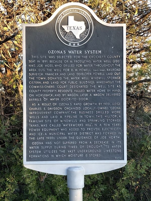 Ozona's Water System Marker image. Click for full size.