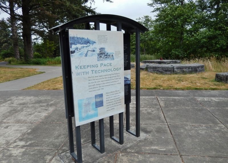 Keeping Pace with Technology Marker (<i>wide view; "Big Betsy" foundation stones in background</i>) image. Click for full size.