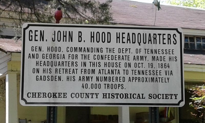 Gen. John B. Hood Headquarters Marker. Click for full size. Gen. John B. Hood Headquarters Marker image. Click for full size.