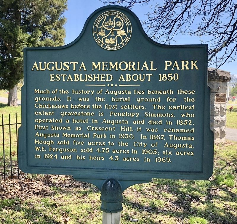 Augusta Memorial Park Marker image. Click for full size.