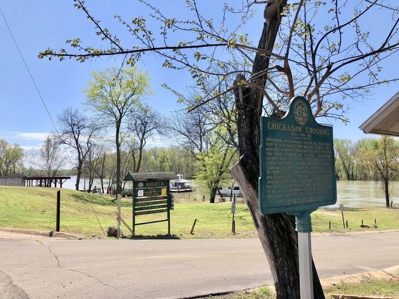 Chickasaw Crossing marker at an August White River access point.. Click for full size. Chickasaw Crossing marker at an August White River access point. image. Click for full size.