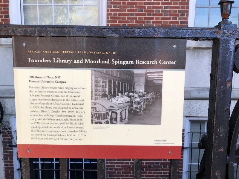 Founders Library and Moorland-Spingarn Research Center Marker. Click for full size. Founders Library and Moorland-Spingarn Research Center Marker image. Click for full size.