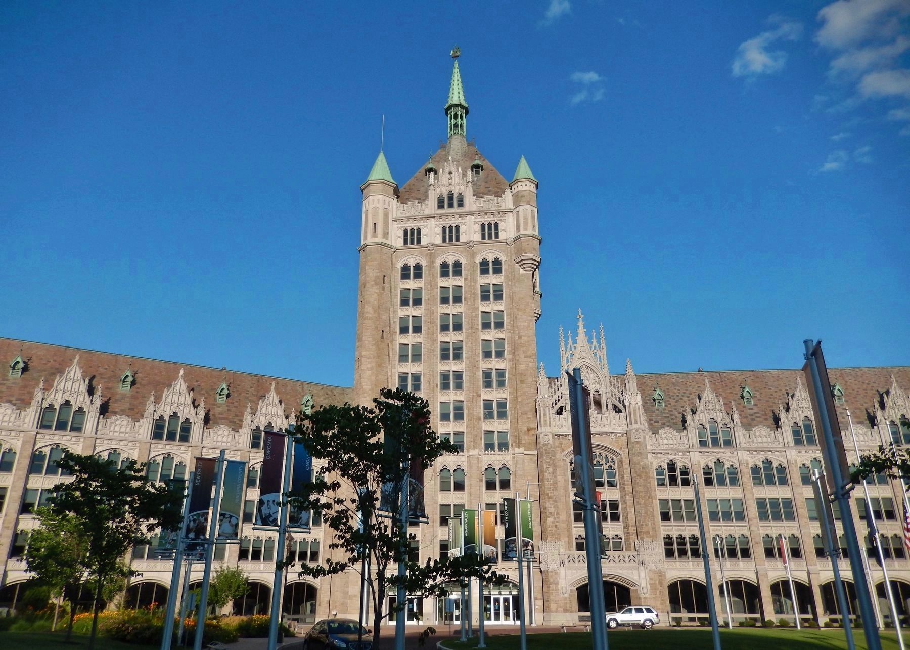 View of SUNY Administration & Former Delaware & Hudson Railroad Building from near marker. Click for full size. View of SUNY Administration & Former Delaware & Hudson Railroad Building from near marker image. Click for full size.