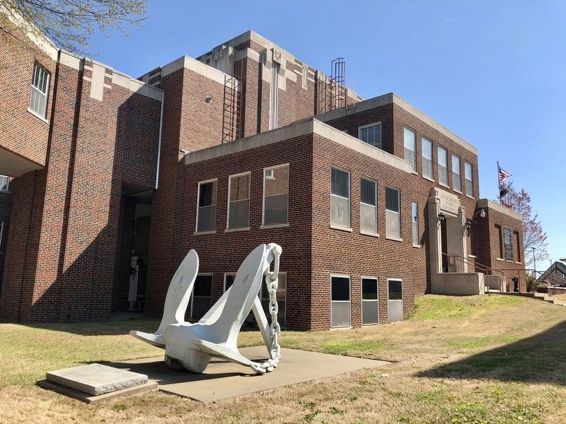 View of the Arkansas Marker, anchor and the Craighead County Courthouse.. Click for full size. View of the Arkansas Marker, anchor and the Craighead County Courthouse. image. Click for full size.