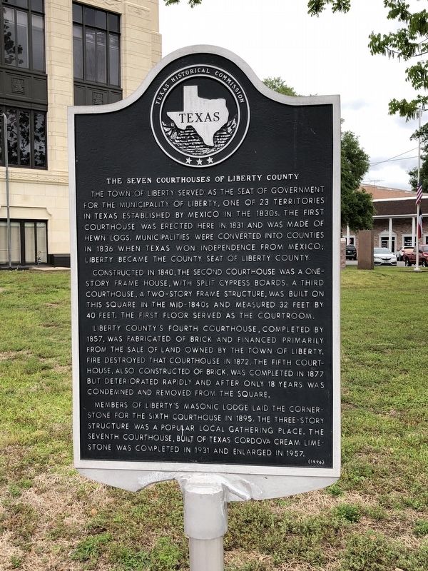 Seven Courthouses of Liberty County Marker. Click for full size. Seven Courthouses of Liberty County Marker image. Click for full size.