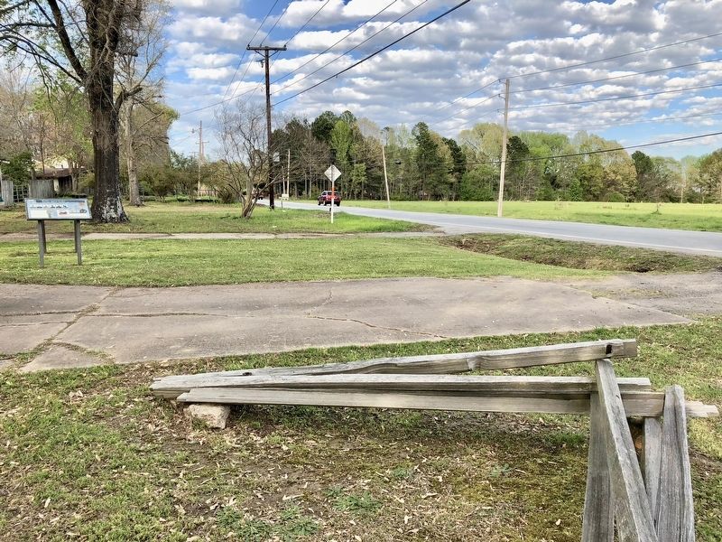 <i>Brother Against Brother</i> Marker looking north on First Street (AR-161).. Click for full size. <i>Brother Against Brother</i> Marker looking north on First Street (AR-161). image. Click for full size.