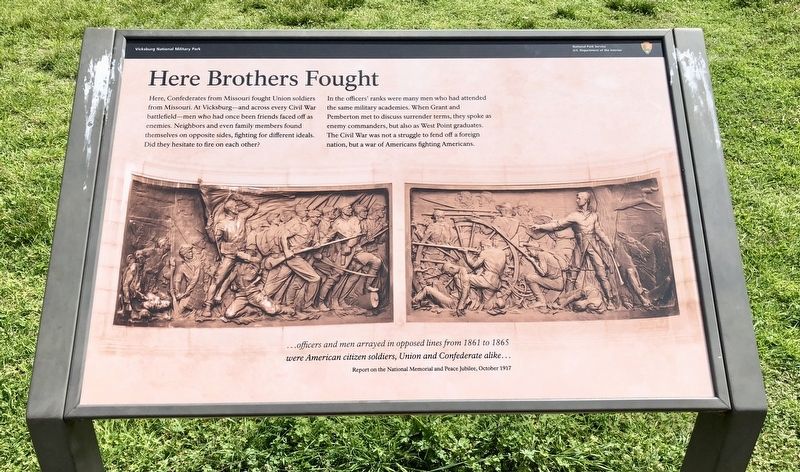 Another Missouri brothers against brothers marker - this one at Vicksburg Battlefield. image. Click for full size.