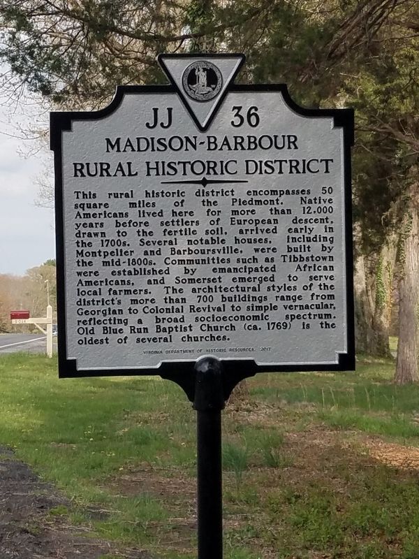 Madison-Barbour Rural Historic District Marker. Click for full size. Madison-Barbour Rural Historic District Marker image. Click for full size.