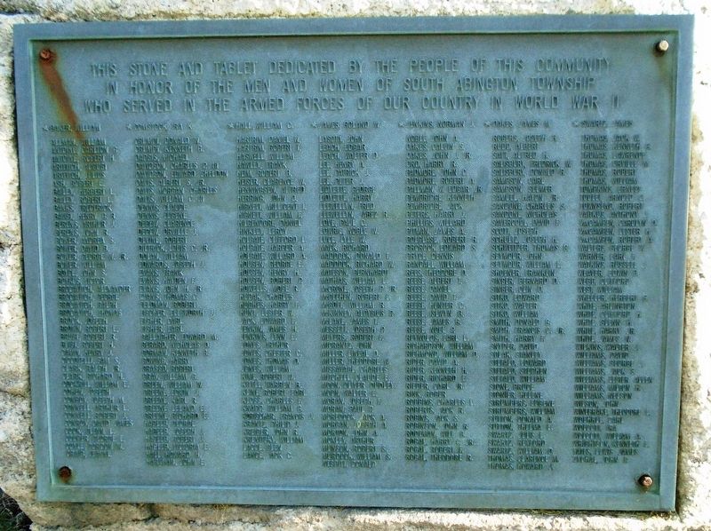 South Abington Township World War II Memorial Marker. Click for full size. South Abington Township World War II Memorial Marker image. Click for full size.