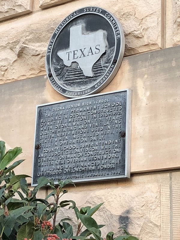Ozona Junior High School Marker image. Click for full size.