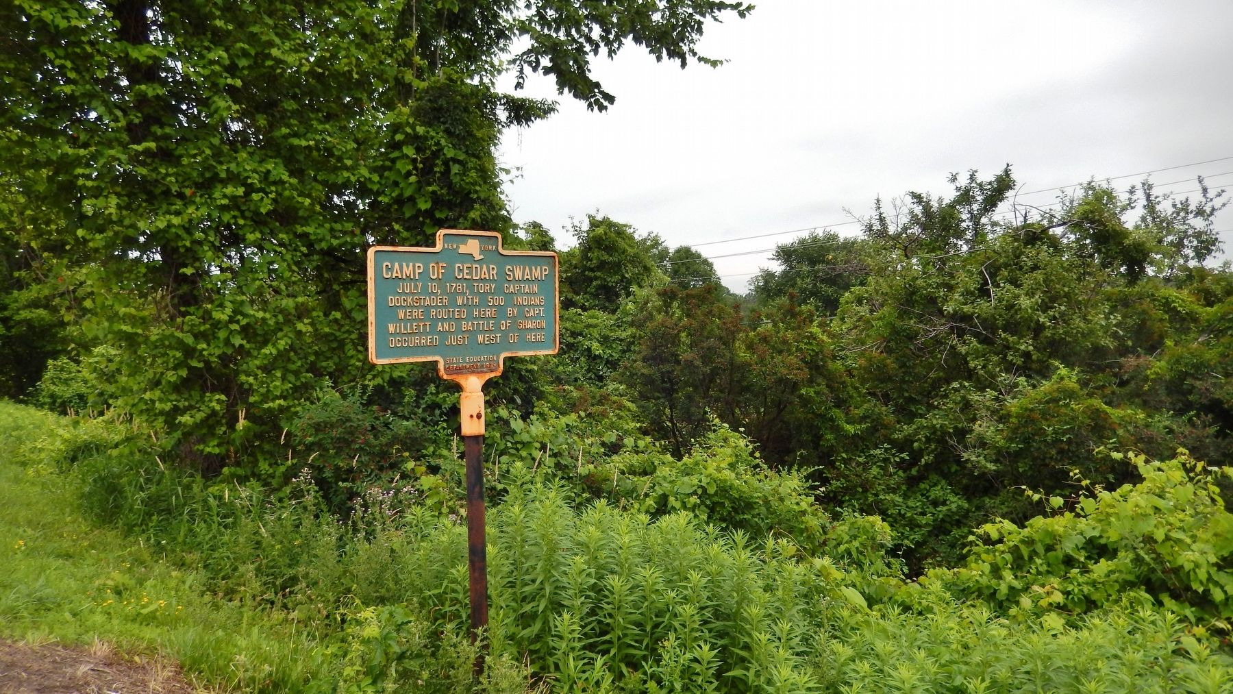 Camp of Cedar Swamp Marker (<i>wide view</i>) image. Click for full size.