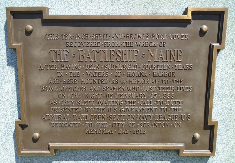 The Battleship Maine Memorial Marker image. Click for full size.