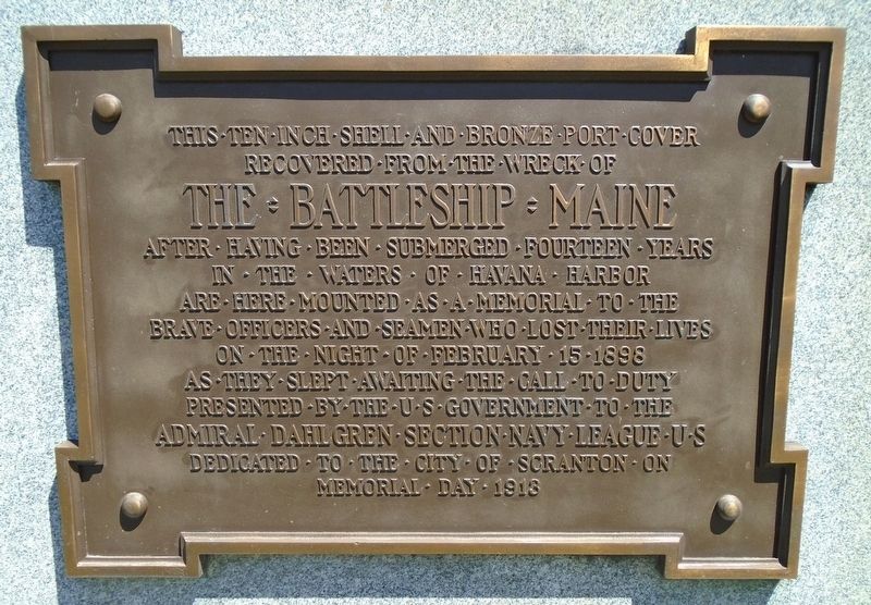 The Battleship Maine Memorial Marker. Click for full size. The Battleship Maine Memorial Marker image. Click for full size.