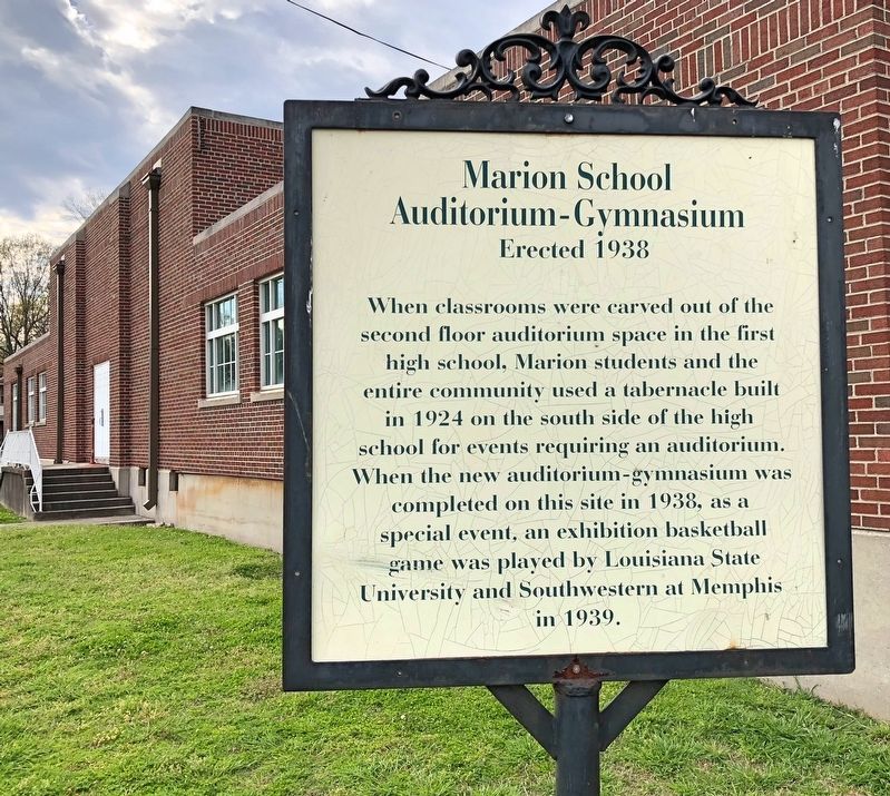 Marion School Auditorium-Gynamnasium Marker. Click for full size. Marion School Auditorium-Gynamnasium Marker image. Click for full size.