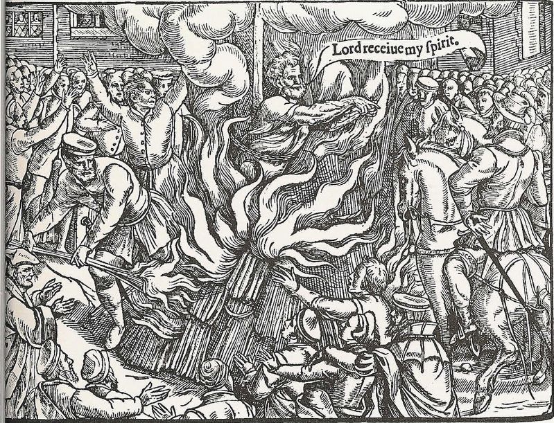 <i>John Rogers, the first victim (4 February 1555) of the Marian persecutions in England.</i>. Click for full size. <i>John Rogers, the first victim (4 February 1555) of the Marian persecutions in England.</i> image. Click for full size.