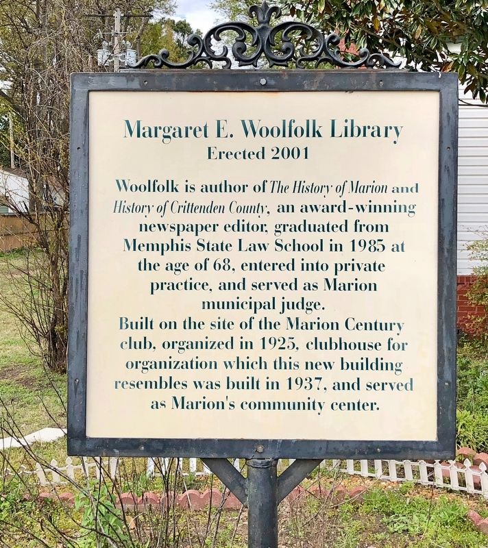 Margaret E. Woolfolk Library Marker image. Click for full size.