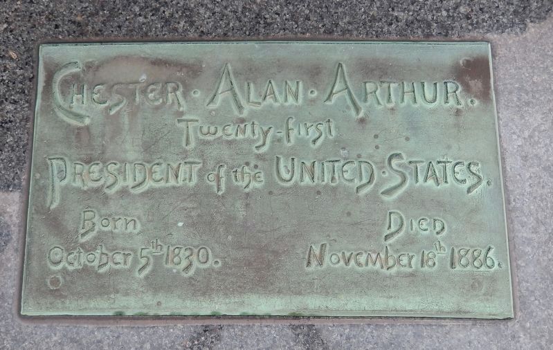 Chester A. Arthur Tomb Plaque, Albany Rural Cemetery, Albany, New York image. Click for full size.