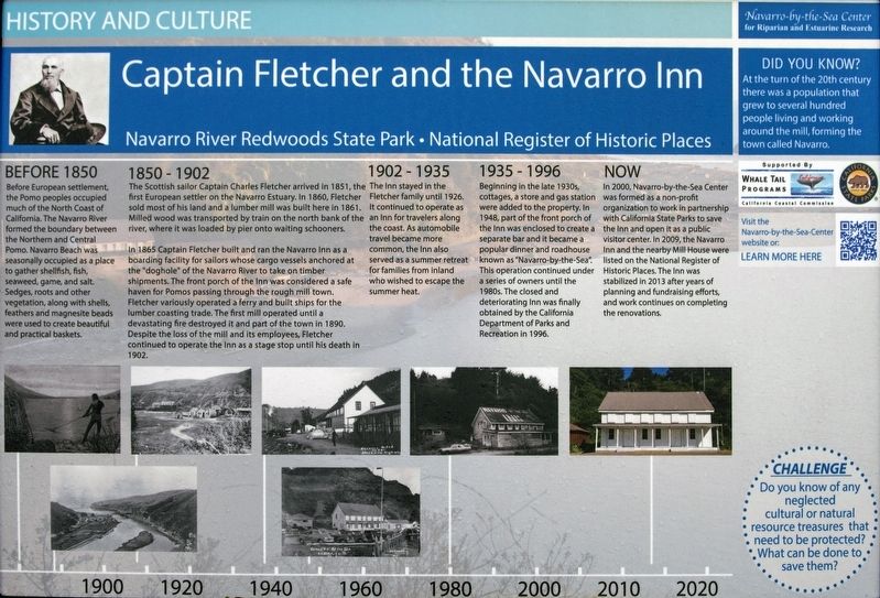 Captain Fletcher and the Navarro Inn Marker image. Click for full size.