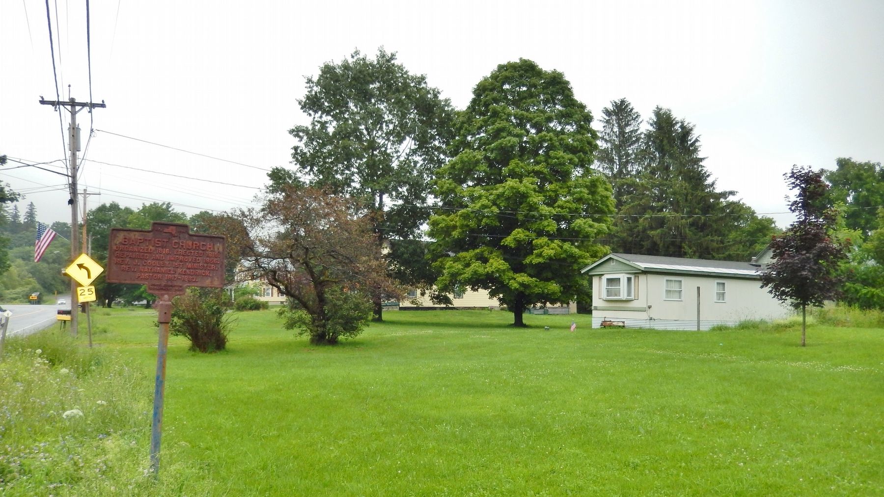 Baptist Church Marker (<i>wide view; highway on left</i>). Click for full size. Baptist Church Marker (<i>wide view; highway on left</i>) image. Click for full size.