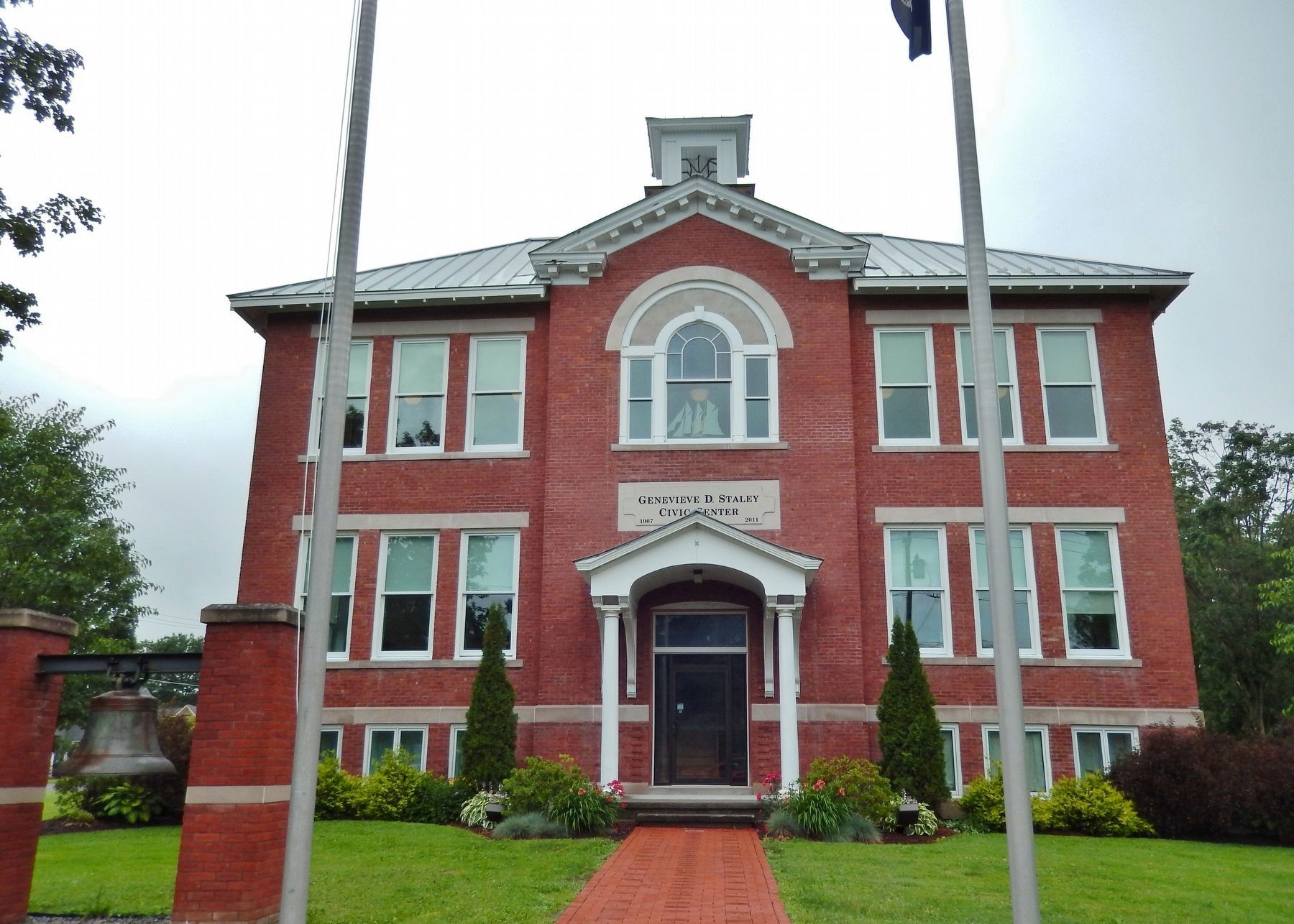 Staley Civic Center/Former DeRuyter High School (<i>marker just out of frame at left</i>). Click for full size. Staley Civic Center/Former DeRuyter High School (<i>marker just out of frame at left</i>) image. Click for full size.