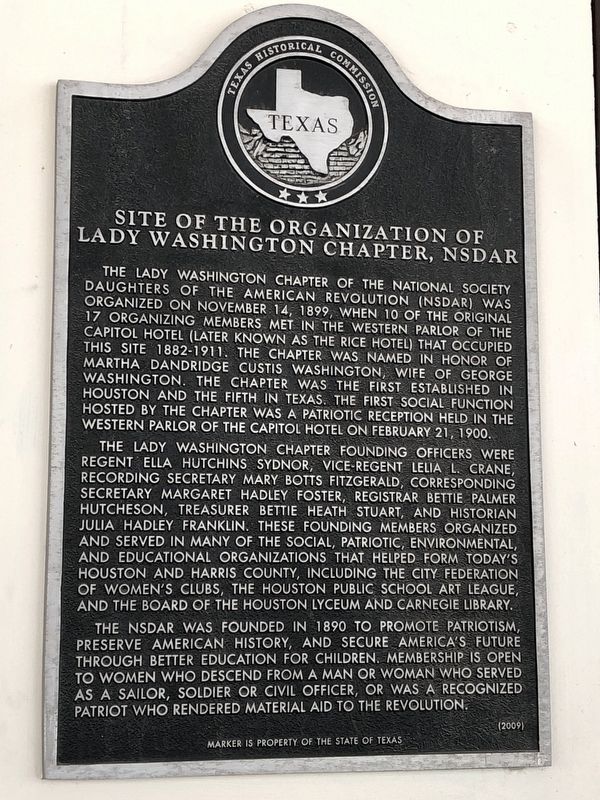 Site of the Organization of Lady Washington Chapter, NSDAR Marker image. Click for full size.