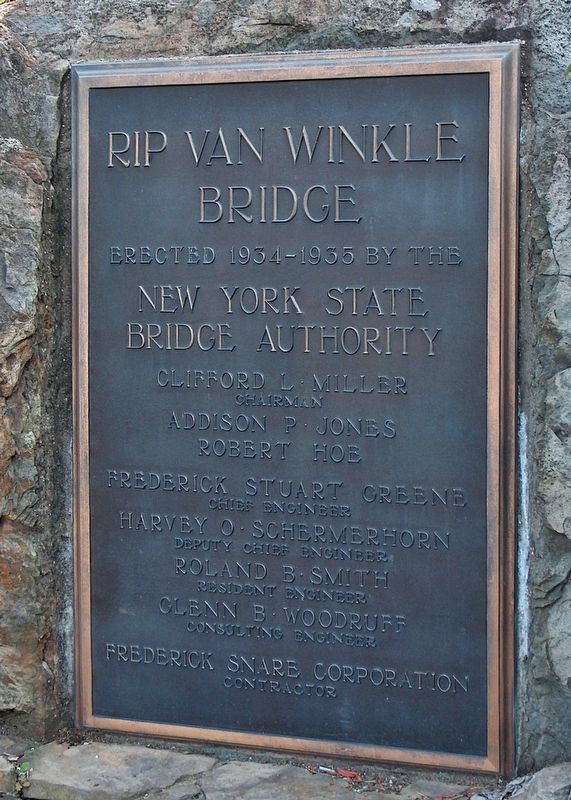 Rip Van Winkle Bridge Dedication Plaque 1954-1955 image. Click for full size.