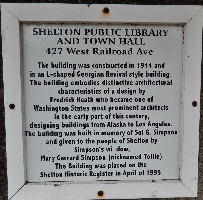 Shelton Public Library and Town Hall Marker image. Click for full size.