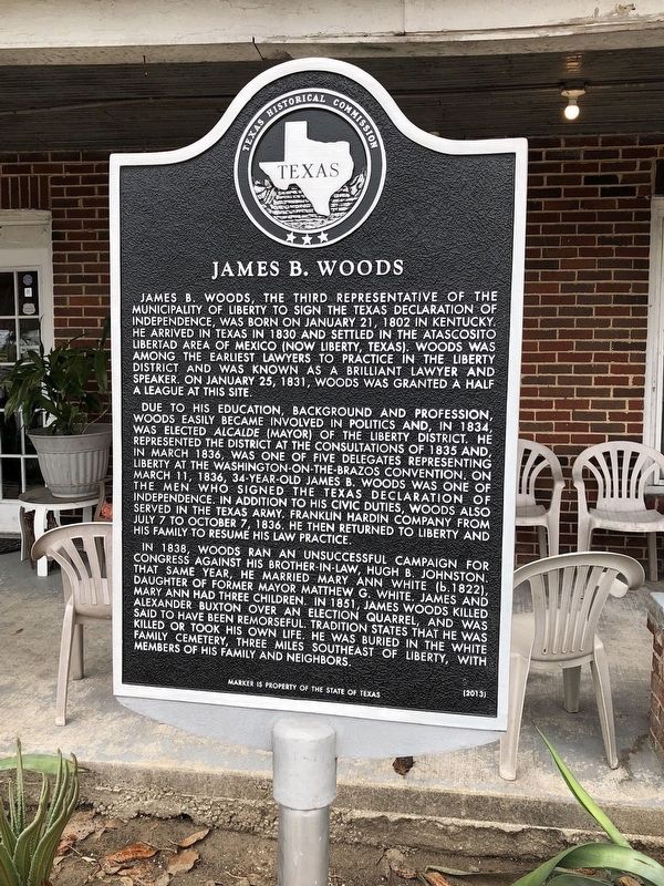 James B. Woods Marker. Click for full size. James B. Woods Marker image. Click for full size.