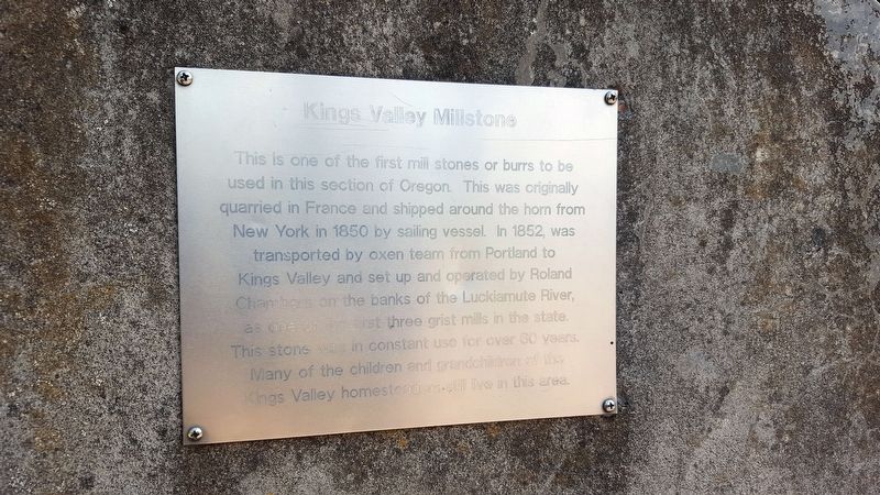 Kings Valley Millstone Marker image. Click for full size.