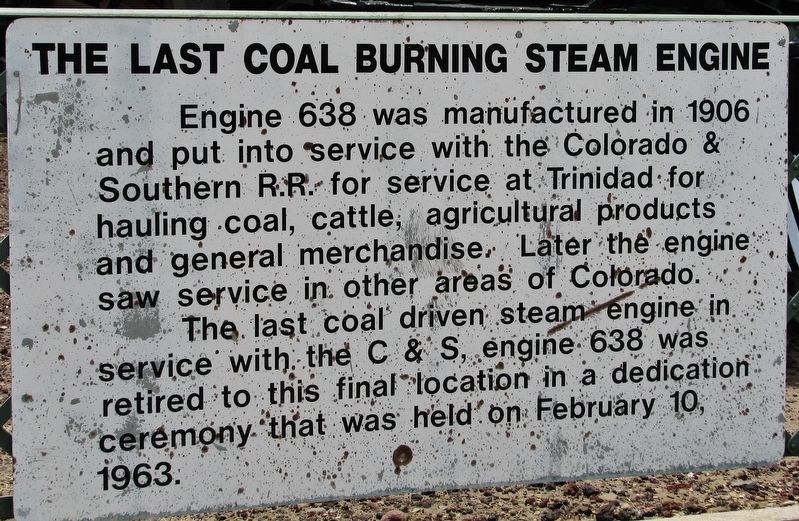 The Last Coal Burning Steam Engine Marker. Click for full size. The Last Coal Burning Steam Engine Marker image. Click for full size.