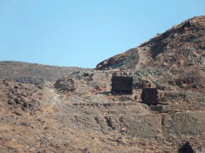 Silver Bell Mine Shaft Ruins (<i>telephoto view from marker</i>) image. Click for full size.