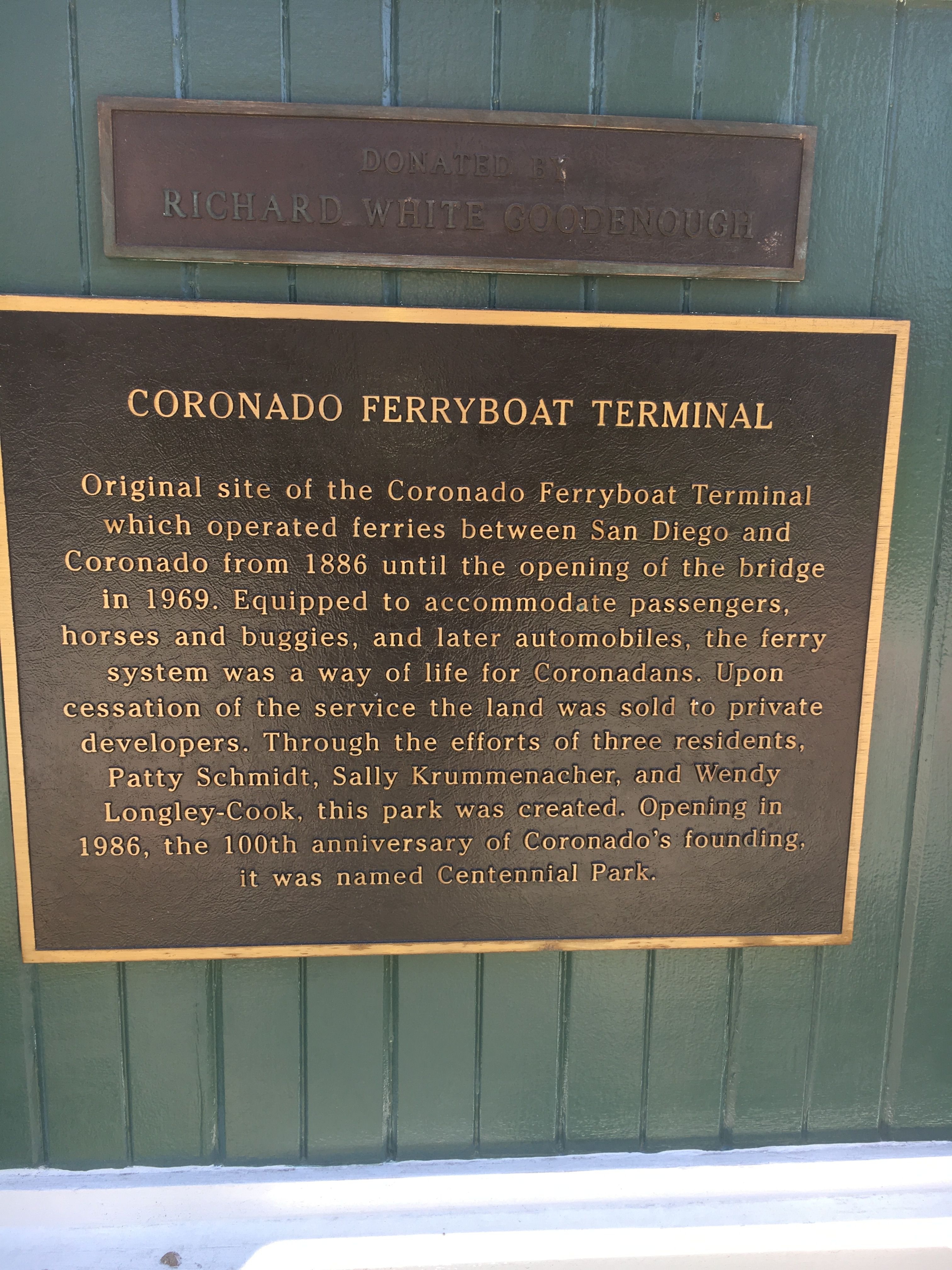 Coronado Ferryboat Terminal Marker
