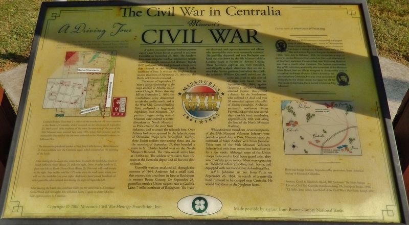 The Civil War in Centralia Marker image. Click for full size.