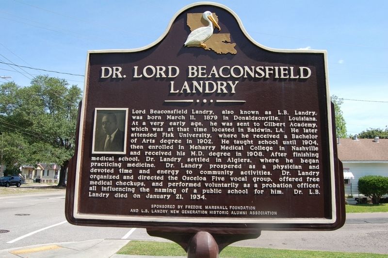 Dr. Lord Beaconsfield Landry Marker image. Click for full size.