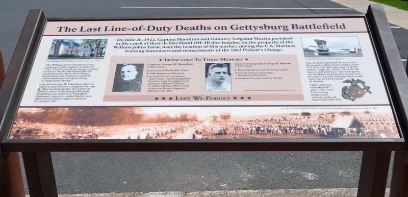 The Last Line-of-Duty Deaths on Gettysburg Battlefield Marker. Click for full size. The Last Line-of-Duty Deaths on Gettysburg Battlefield Marker image. Click for full size.