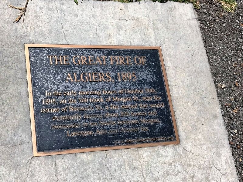 The Great Fire of Algiers, 1895 Marker. Click for full size. The Great Fire of Algiers, 1895 Marker image. Click for full size.