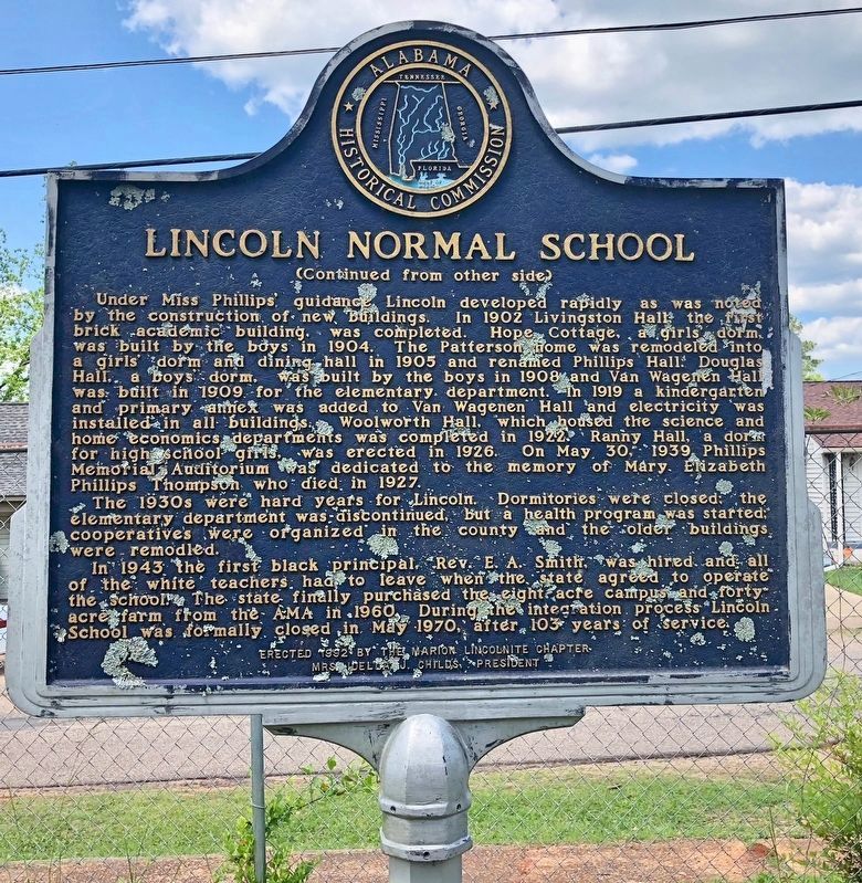 Lincoln Normal School Marker (rear) image. Click for full size.