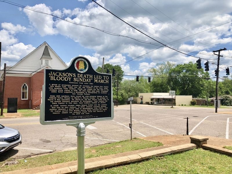 View of marker at intersection of Pickens and Jackson Streets. image. Click for full size.