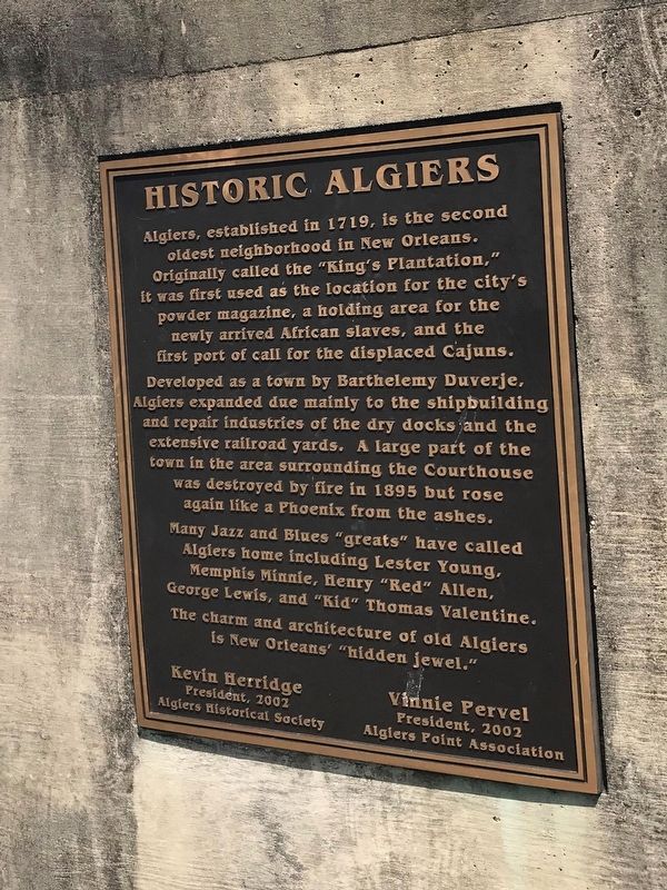 Historic Algiers Marker image. Click for full size.