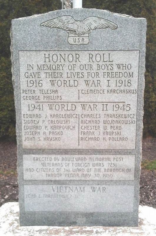 War Memorial Honor Roll. Click for full size. War Memorial Honor Roll image. Click for full size.