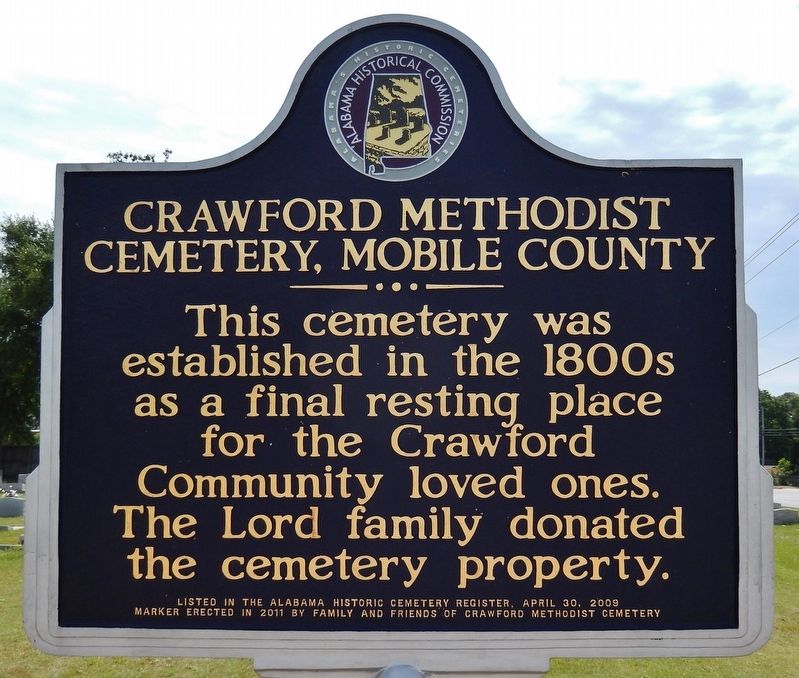 Crawford Methodist Cemetery, Mobile County Marker image. Click for full size.