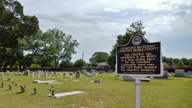 Crawford Methodist Cemetery, Mobile County Marker (<i>north side view</i>) image. Click for full size.