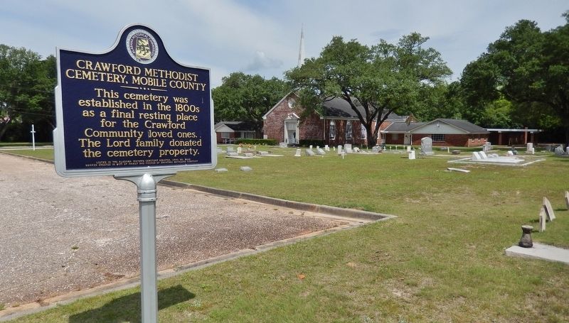 Crawford Methodist Cemetery, Mobile County Marker (<i>south side view</i>) image. Click for full size.
