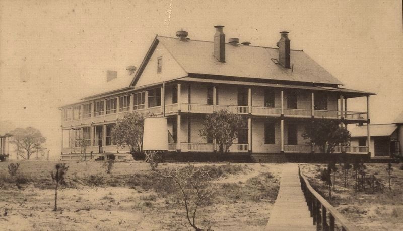 Marker detail: Fort Morgan Post Hospital as viewed from the Northeast. Click for full size. Marker detail: Fort Morgan Post Hospital as viewed from the Northeast image. Click for full size.