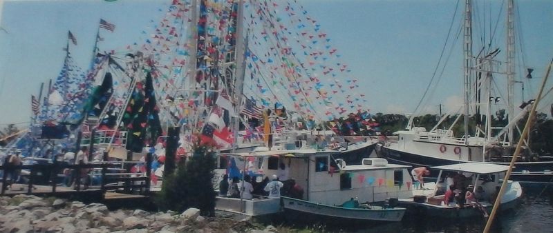 Marker detail: Vessels of all types adorned to celebrate the Blessing of the Fleet in Bayou La Batre image. Click for full size.