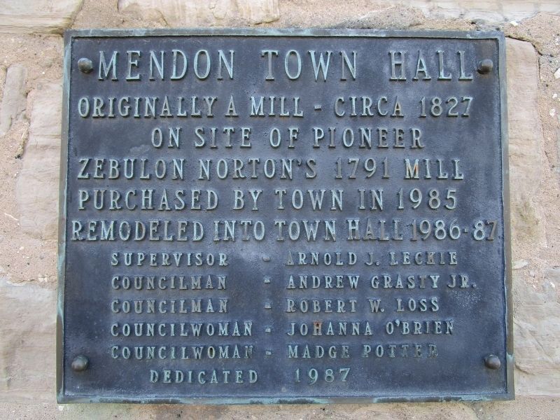 Mendon Town Hall Marker image. Click for full size.