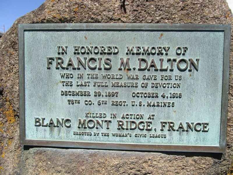 Francis M. Dalton Memorial. Click for full size. Francis M. Dalton Memorial image. Click for full size.